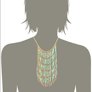 NIB Multi- Bead Fringe Statement Necklace